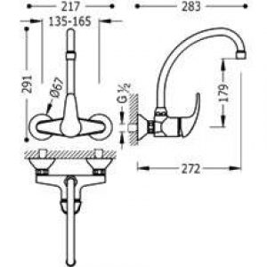 Robinet mural courbé MONO-TRES 2000