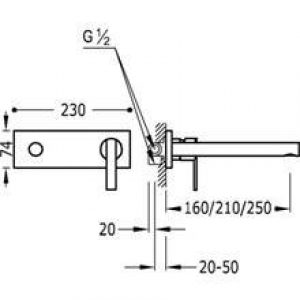 Robinet mural de lavabo Lex-Tres