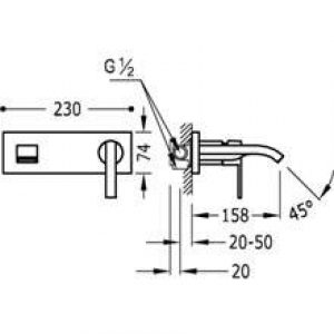 Robinet mural de lavabo Lex-Tres bec cascade