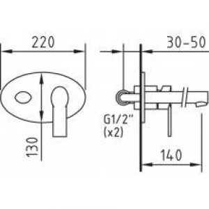 Robinet mural encastré pour lavabo Mikura