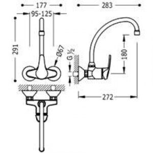 Robinet murale avec excentricité spéciale ECO-TRES