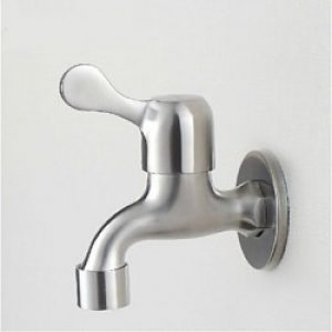 Robinet à poignée simple monté sur la paroi de lavabo ou robinet de jardin en acier inoxydable