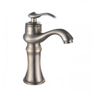 Robinet salle de bain avec mitigeur fini en métal chromé, robinet à poignée unique