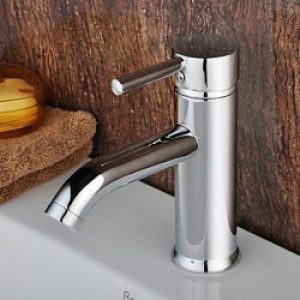 Robinet salle de bain robuste fini en chrome, style moderne