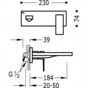 Robinetterie mural 18,5 cm TRES CUADRO
