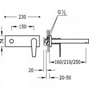 Robinetterie mural 25 cm TRES CLASS