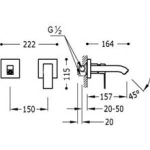 Robinetterie murale avec aérateur de 2 parties…