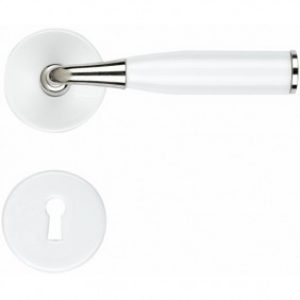 Rosace ronde adhésive pour poignée en porcelaine de Limoges – Fusain