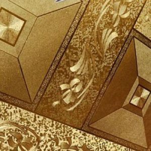 Rouleau de papier peint contemporain à motif géométrique en métal doré