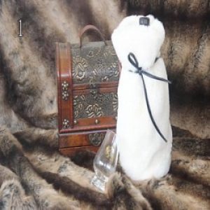 Sac de vin en fourrure et cuir Blanc