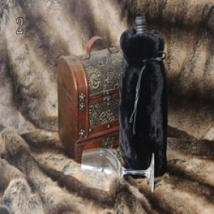 Sac de vin en fourrure et cuir Noir