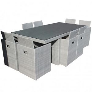 Salon de jardin encastrable DCB GARDEN 8 places avec plateau en verre – GRIS