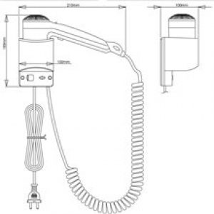 Sèche-cheveux blanc individuel 1240W mural…