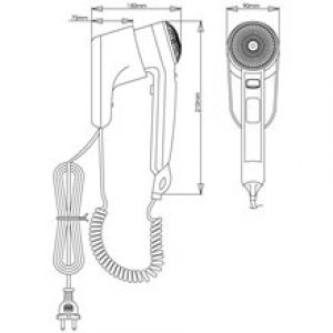 Sèche-cheveux noir 1240W individuel mural…