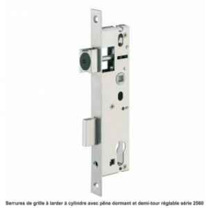 Serrure de grille à larder – pêne dormant et demi-tour réglable – 2560