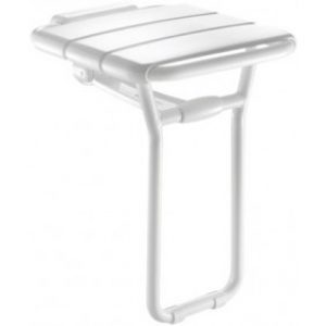 Siège de douche relevable alu finition blanc assise 360×407 mm