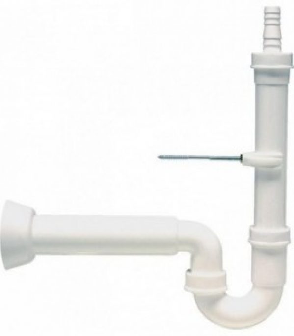 Siphon de machine a laver PP avec fixation murale DN50 sans sortie laterale