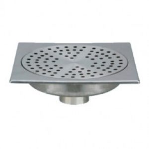 Siphon de sol inox Solusec 150×150 mm – sortie verticale Ø50