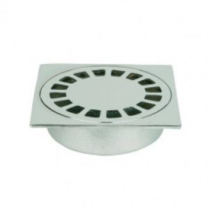 Siphon de sol laiton Solusec 100×100 mm – sortie verticale Ø40