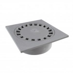 Siphon de sol PVC 250x250mm sortie verticale Ø100