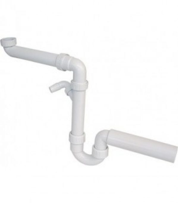 Siphon « gain de place » 1 1/2&Prime; DN40 avec tuyau de raccordement sans rosace