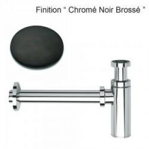 SIPHON LAVABO DROIT LUXE LAITON DESIGN 35 cm CHROME NOIR BROSSE – CRISTINA ONDYNA MS3475