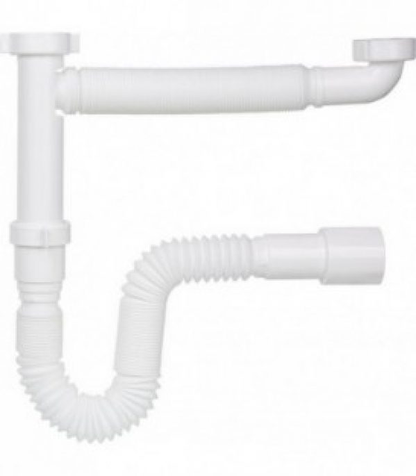 Siphon plastique blanc flexible DN40 (1 1/2&Prime;), Dim.: 40-50mm