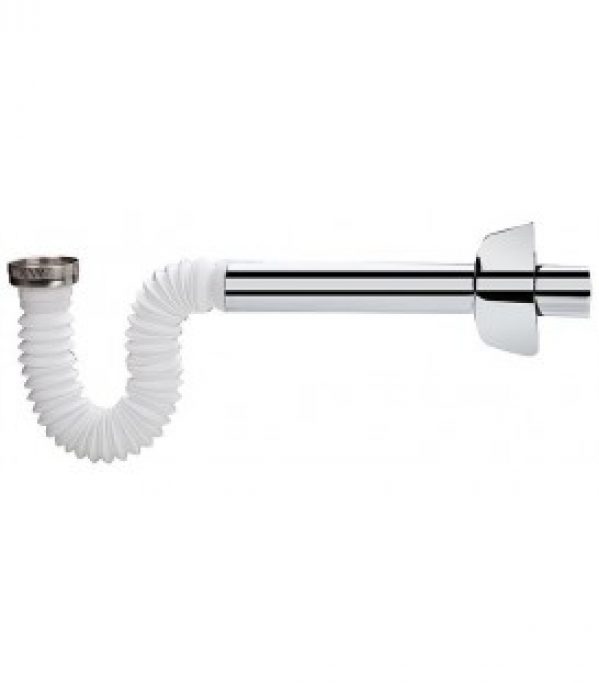 Siphon tubulaire flexible 230mm 1 1/4&Prime;x32mm PP/ABS couleur : blanc / chrome