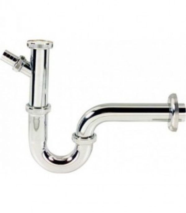 Siphon tubulaire WAS 1 1/4&Prime; x 32 mm laiton chrome raccordement de lave-linge/vaisselle