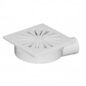 Siphonette 150x150mm sortie horizontale Ø50 – Grille ABS