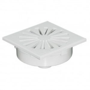 Siphonette 150x150mm sortie verticale Ø50 – Grille ABS