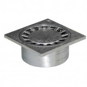 Siphonette chromée 150x150mm sortie verticale Ø50