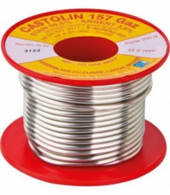 Soudure pour gaz Castolin 157 pour acier, cuivre, inox 3,5% argent, D2mm, 250g