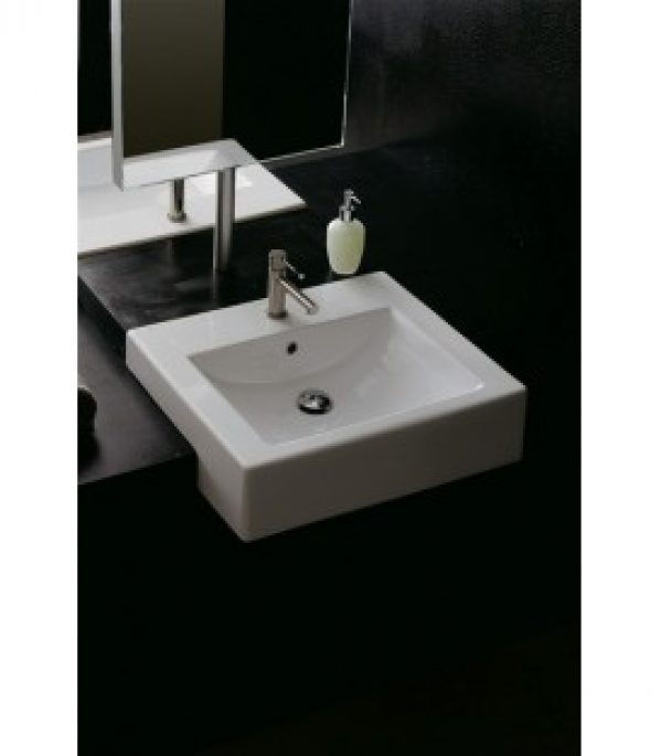 Square vasque semi-encastré