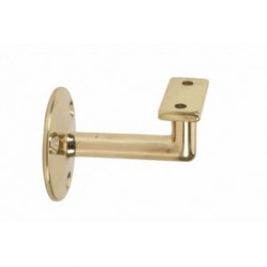 Support de rampe coudé en laiton poli – platine ronde