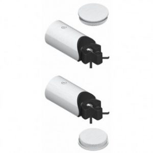 Supports droits et bouchons inox pour poignées de porte Diva inox