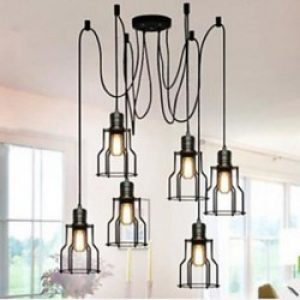 Suspension Rustique en Métal avec lampes à grille