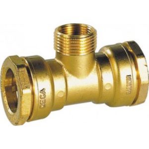 Té laiton mâle et femelle à visser au centre