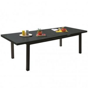 Table DCB GARDEN MIAMI verre et aluminium 180/240x100cm – ANTHRACITE