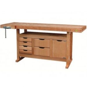 Établi bois- menuisier – 1,75 m – caisson 1 porte 6 tiroirs – presse