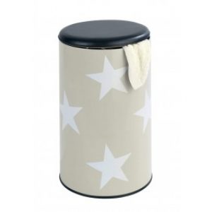 Tabouret/panier à linge – Motif étoiles – Acier – Assise rembourrée