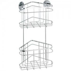 Étagère d’angle pour salle de bain – 2 paniers – Fixation Turbo-Loc