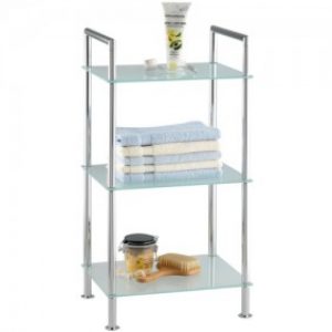 Étagère de salle de bain basse – 3 tablettes en verre