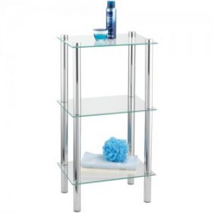 Étagère de salle de bain carrée – Yago – 3 tablettes en verre