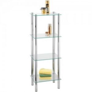 Étagère de salle de bain carrée – Yago – 4 tablettes en verre