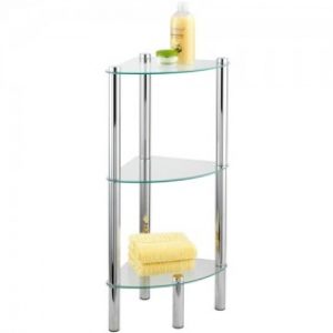 Étagère de salle de bain d’angle – Yago – 3 tablettes en verre