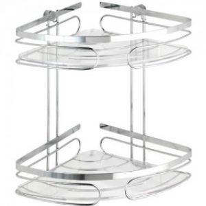 Étagère murale angle pour salle de bain – Acier – fond ABS – 2 paniers