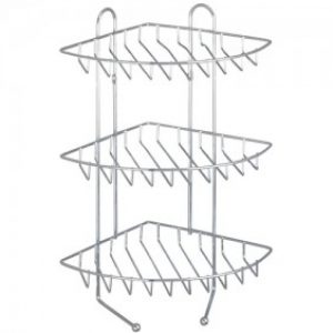 Étagère murale d’angle – 3 paniers 2 crochets