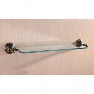 Étagère murale en verre et en bronze antique pour salles de bain