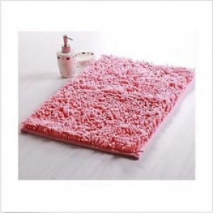 tapis antidérapant moderne en chenille ( 40 x 60 cm ) Rose dragée